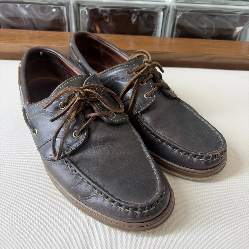 Allen Edmonds Eastport Leather Boat Shoe Men Size 10 D Dark Blue Green Black